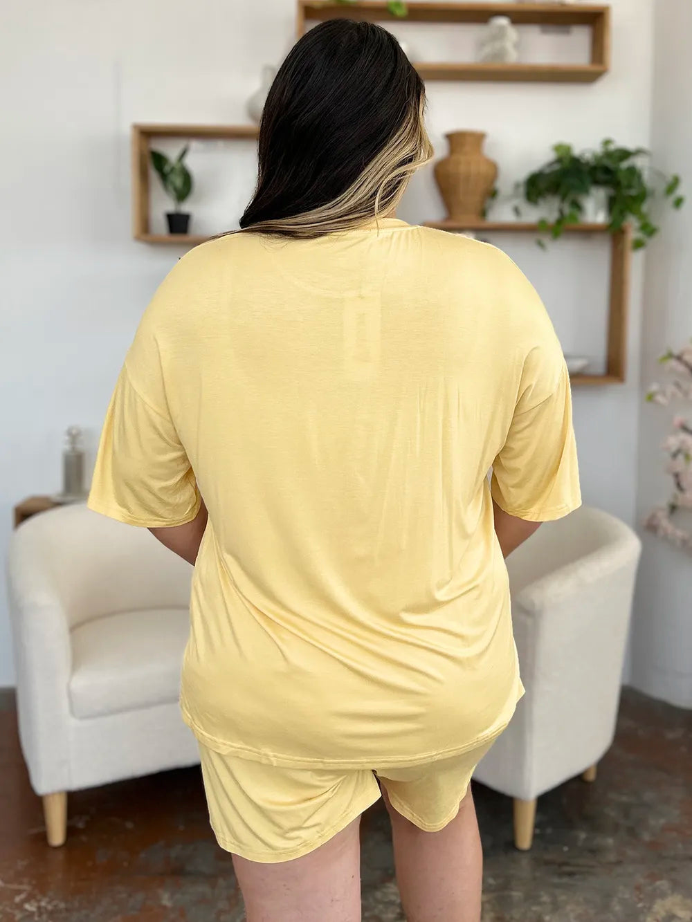 Basic Bae Bamboo Full Size Round Neck Drop Shoulder T-Shirt and Shorts Set - Clothes For Her Online Store