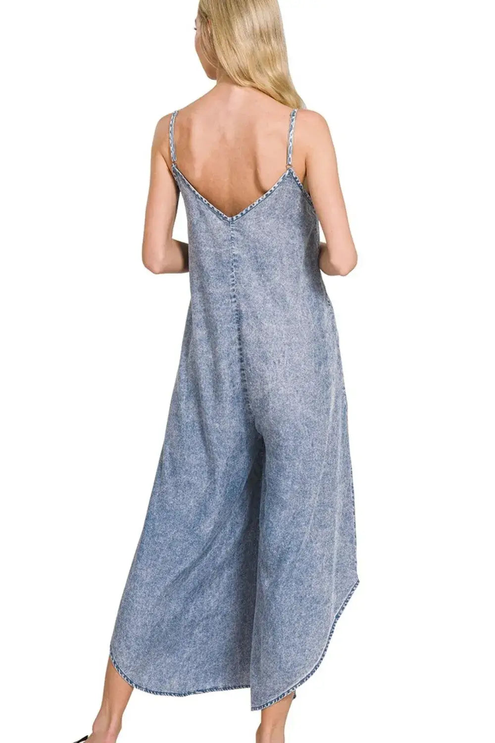 Zenana Lyocell Acid-Washed Jumpsuit - Clothes For Her Online Store
