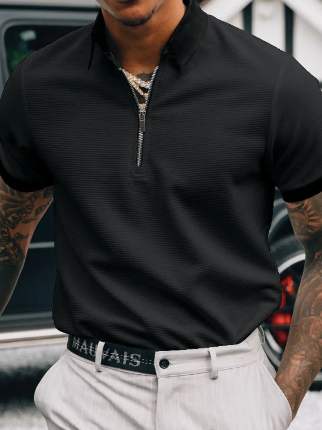 Men's Full Size Collared Neck Short Sleeve Polo Plus Size