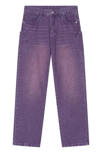 Wide Leg Men's Jeans with Pockets