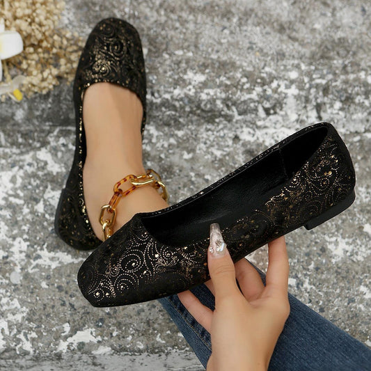 Square Toe Flat Slip-Ons - Clothes For Her Online Store