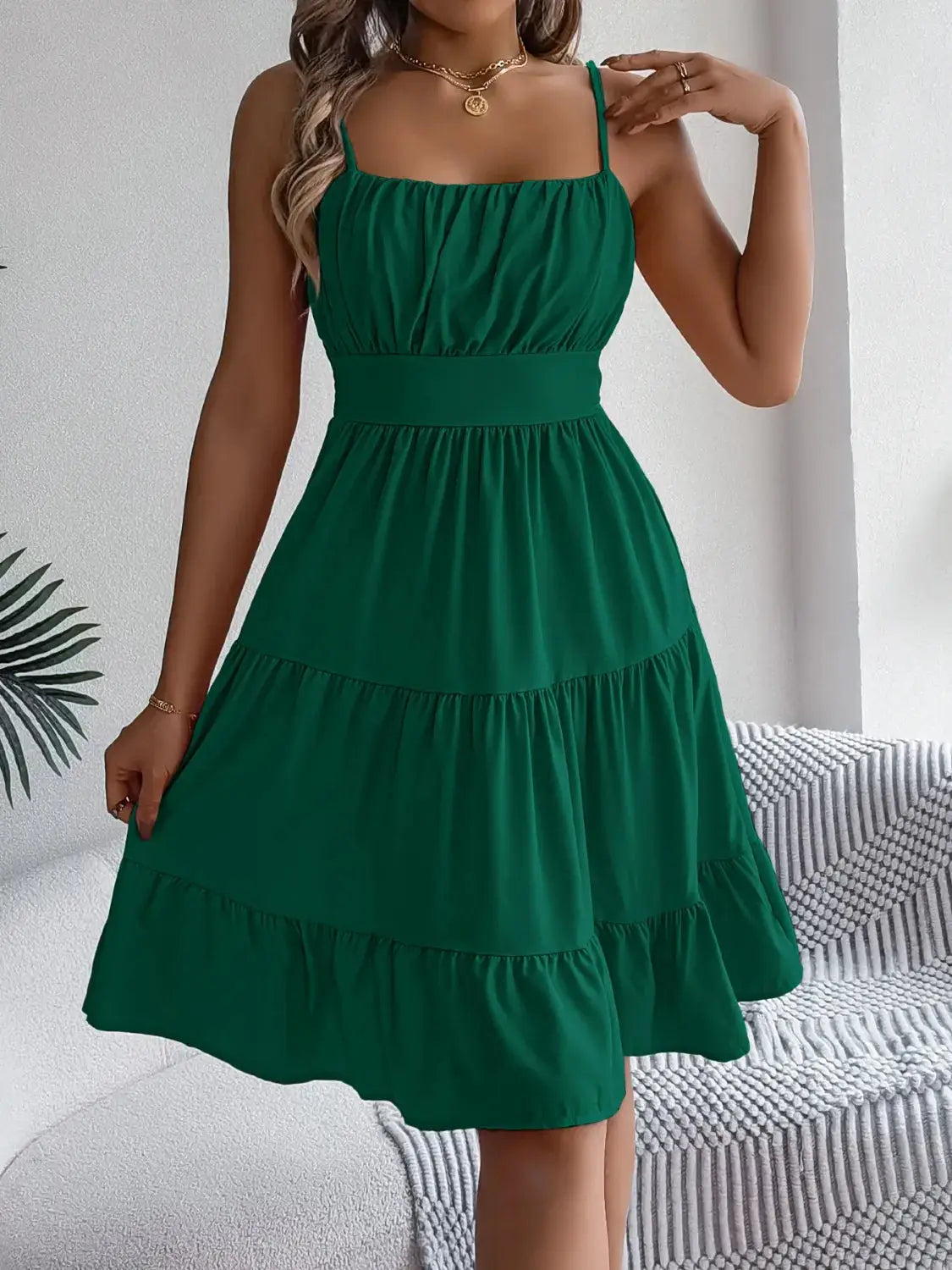 Smocked Back Tiered Cami Dress - Clothes For Her Online Store
