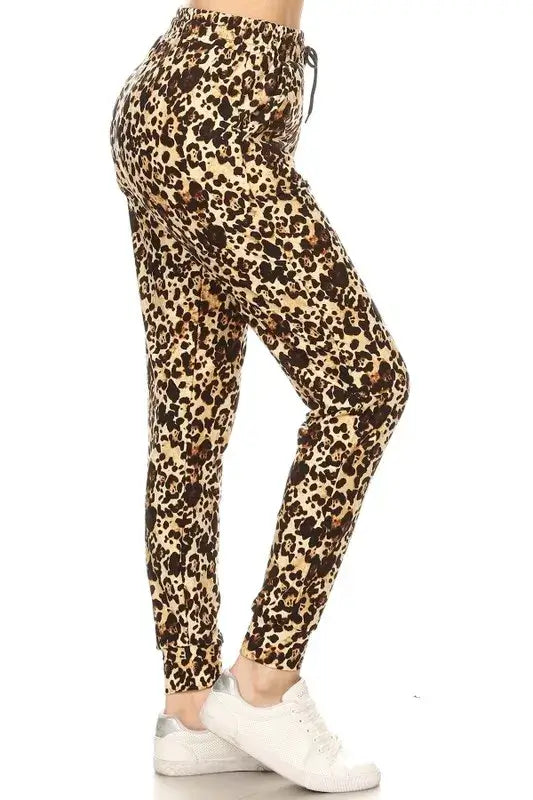 Leggings Depot Full Size Buttery Soft Leopard Joggers with Drawstring Plus Size - Clothes For Her Online Store