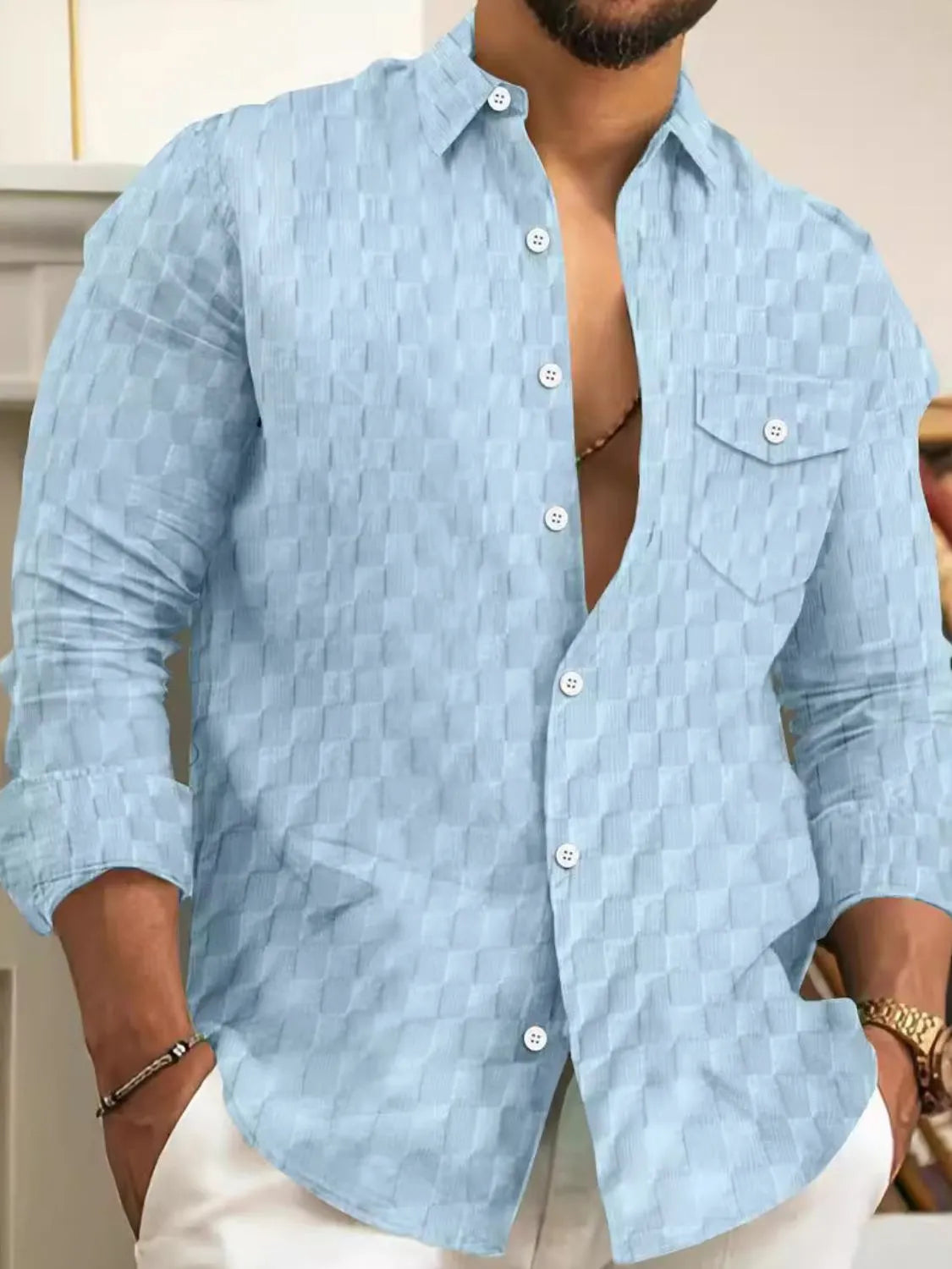 Men's Full Size Button Up Long Sleeve Shirt Plus Size