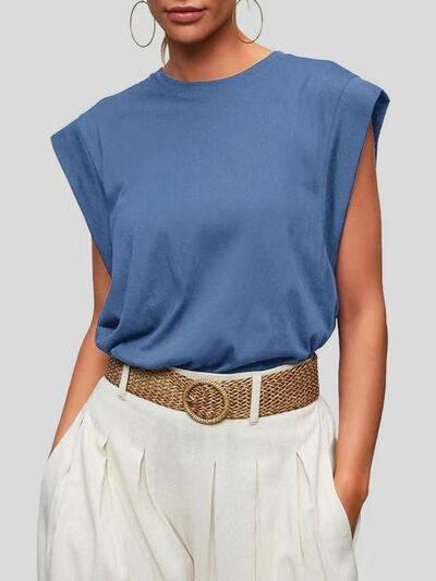 Florira Round Neck Cap Sleeve T-Shirt