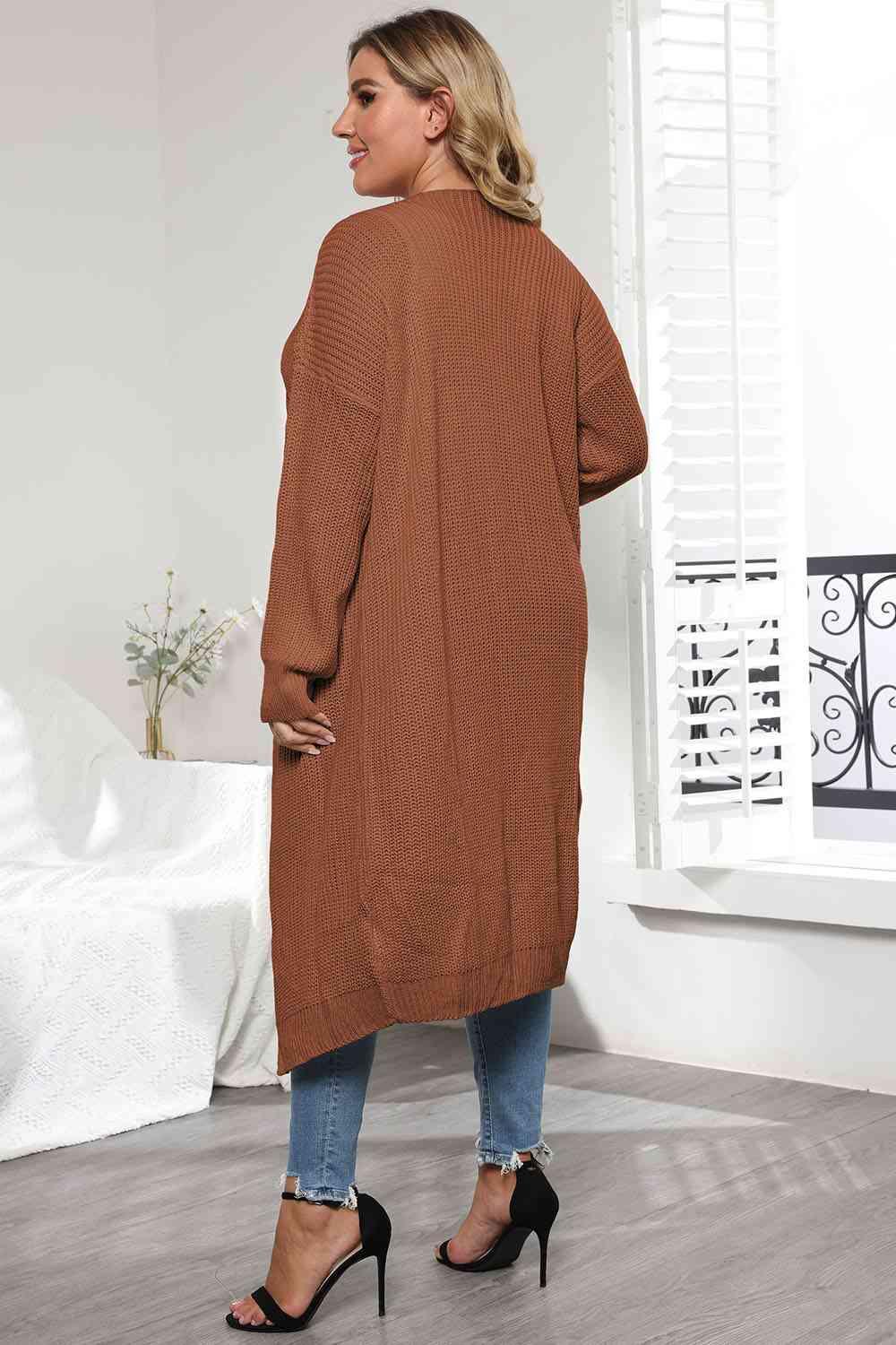 Plus Size Open Front Long Sleeve Cardigan - Clothes For Her Online Store