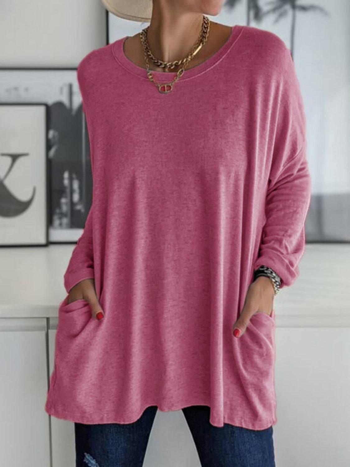 Full Size Round Neck Long Sleeve T-Shirt - Clothes For Her Online Store
