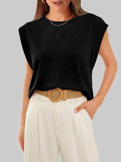 Florira Round Neck Cap Sleeve T-Shirt