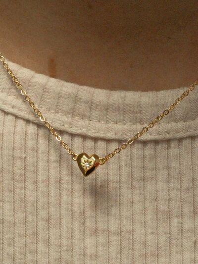 Zircon Heart Pendant Necklace - Clothes For Her Online Store