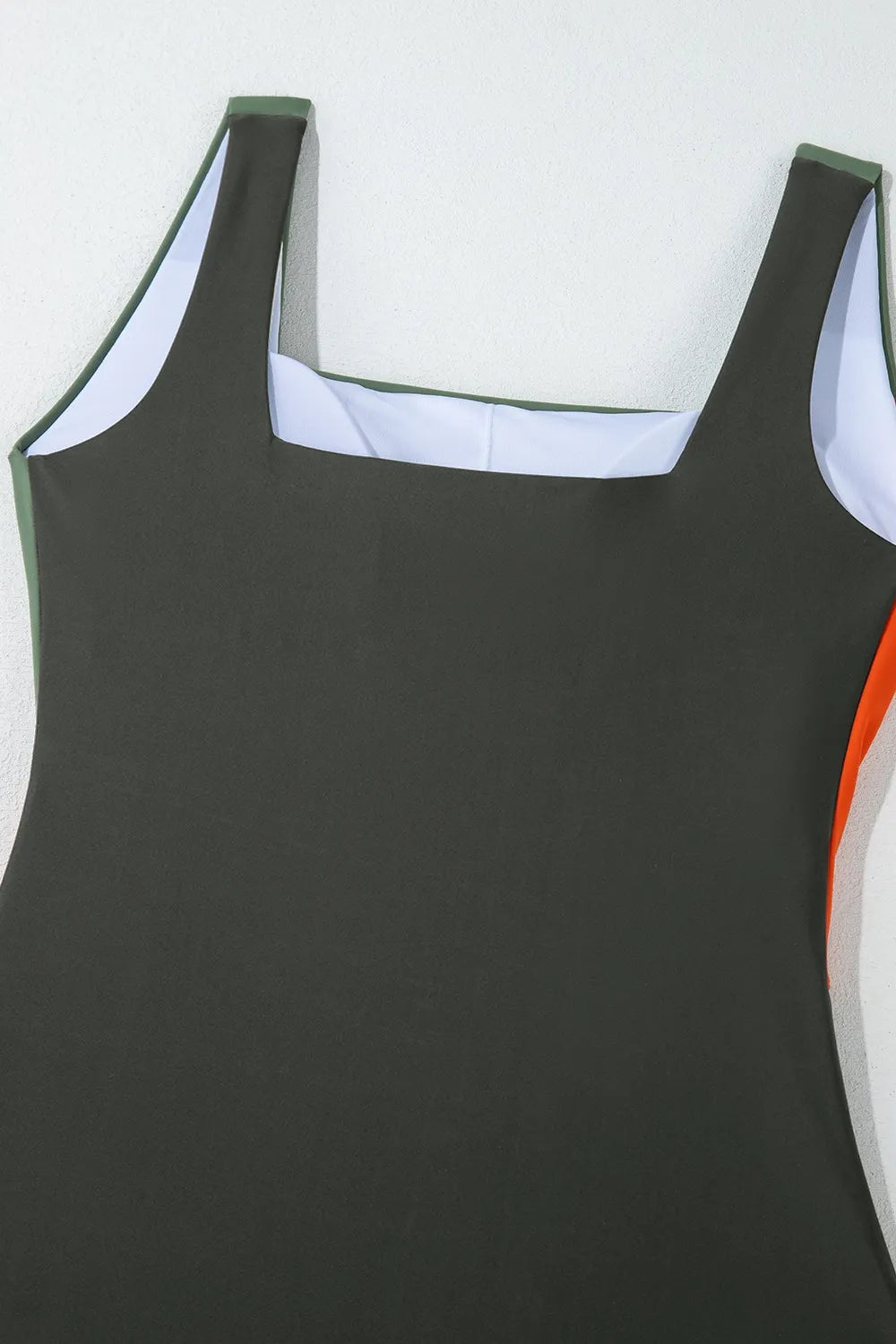 Color Block Padded Square Neck One Piece Swimsuit