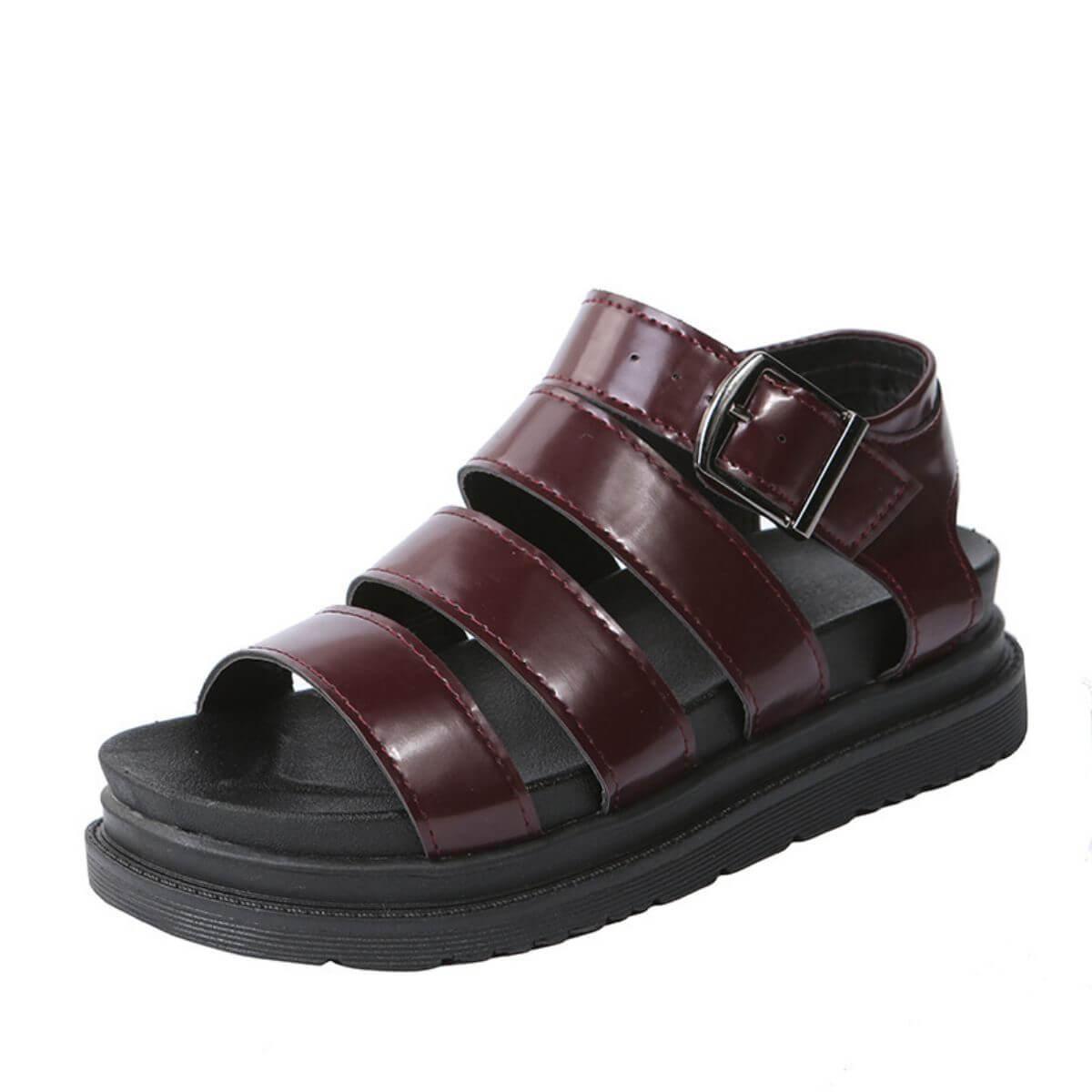 Peep Toe Buckle Platform Sandals - Clothes For Her Online Store