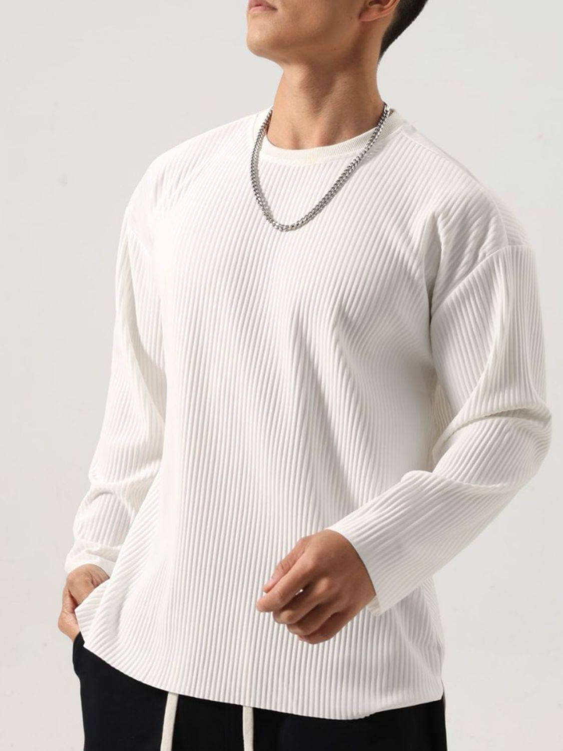 Men's Plus Size Round Neck Long Sleeve T-Shirt
