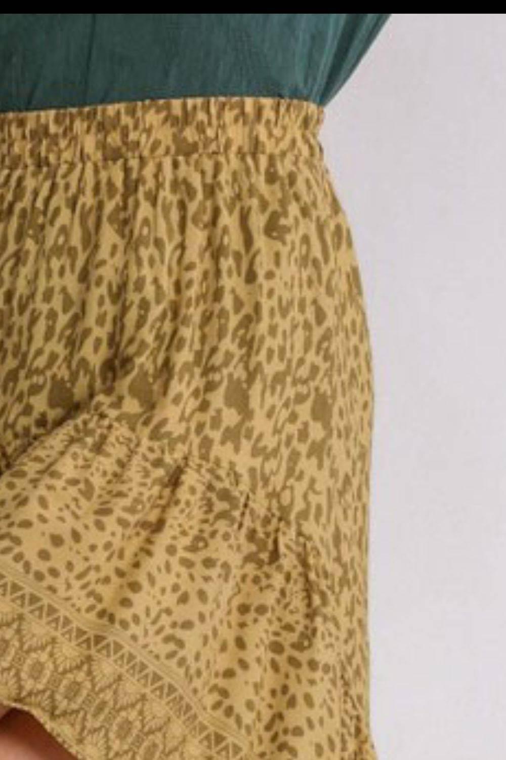 Umgee Full Size Animal Border Print High Low Skirt Plus Size