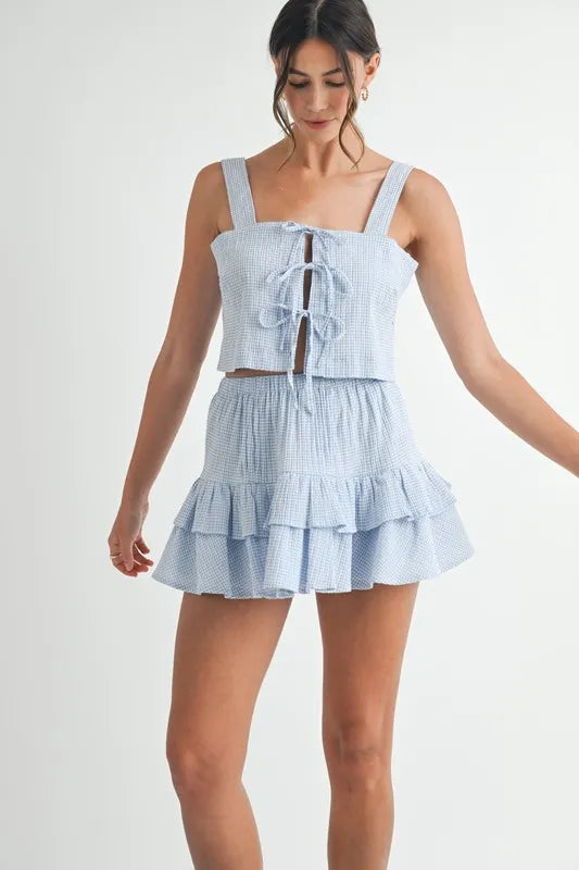 MABLE Gingham Plaid Crop Top and Mini Skirt Set - Clothes For Her Online Store