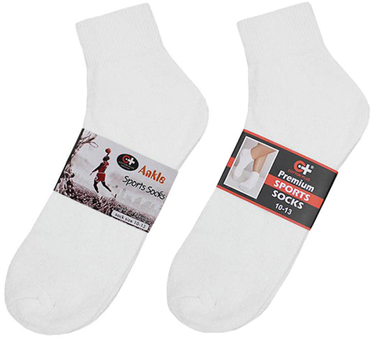 Cotton Plus Adult Ankle Socks - White, 10-13, 3 PackClothes For Her Online Store