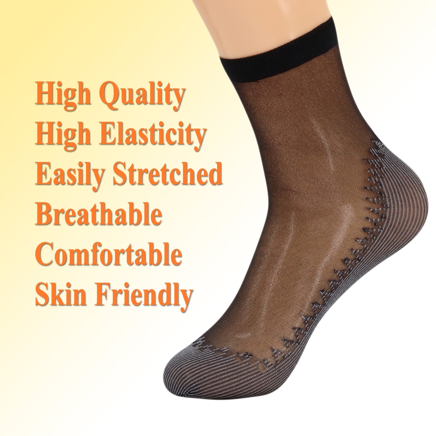 3 Pairs Women's Anti-Slip Sheer Ankle Socks with Cotton Sole and