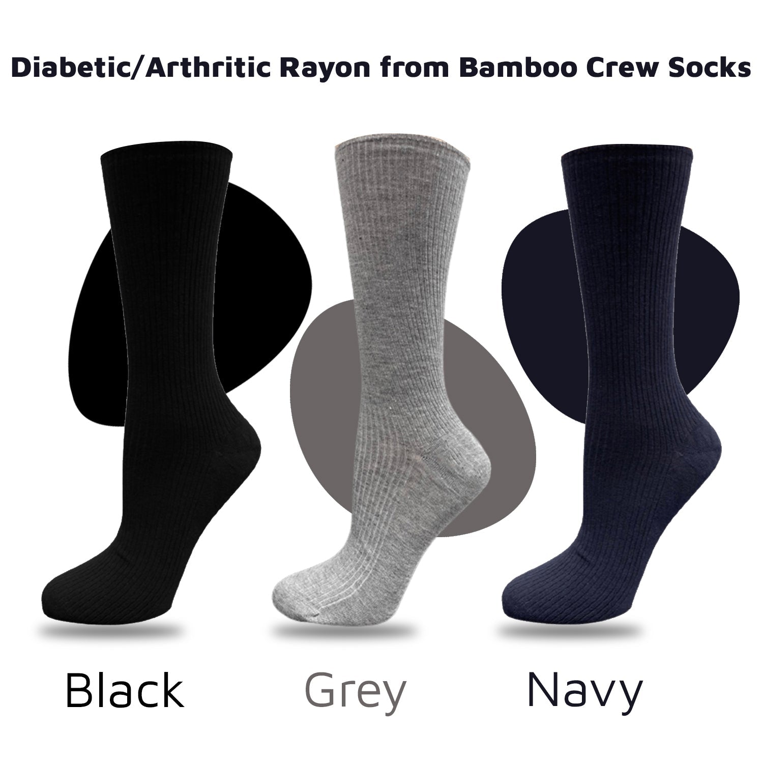 Women's Diabetic Arthritic Rayon and Bamboo Crew Socks 3-Pair Packs