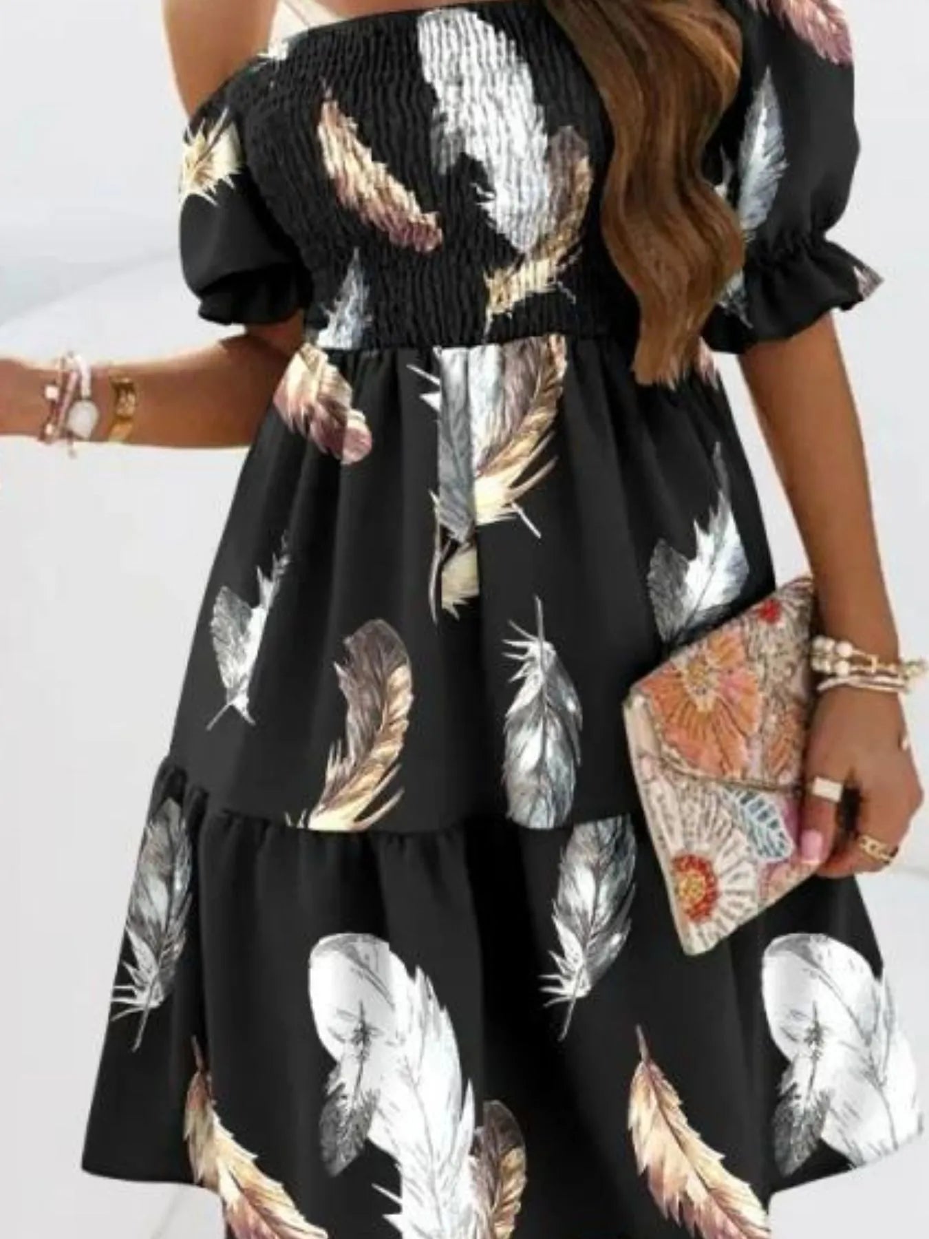 Off Shoulder Smocked Summer Dress
