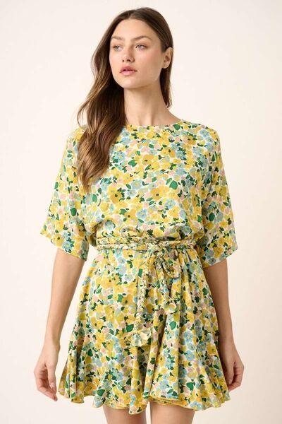 Mittoshop Floral Tie Waist Half Sleeve Mini Dress - Clothes For Her Online Store