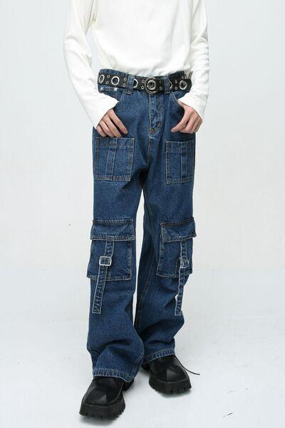 Mid Rise Men's Jeans with Cargo Pockets - Clothes For Her Online Store
