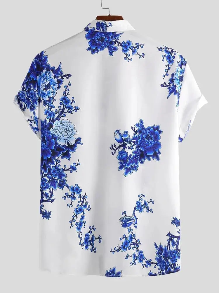 Men's Full Size Printed Short Sleeve Casual Shirt Plus Size
