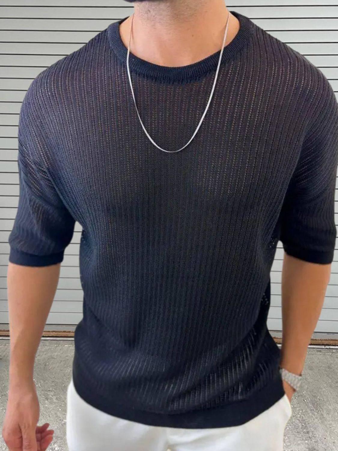 Men's Round Neck Drop Shouler Knit Top