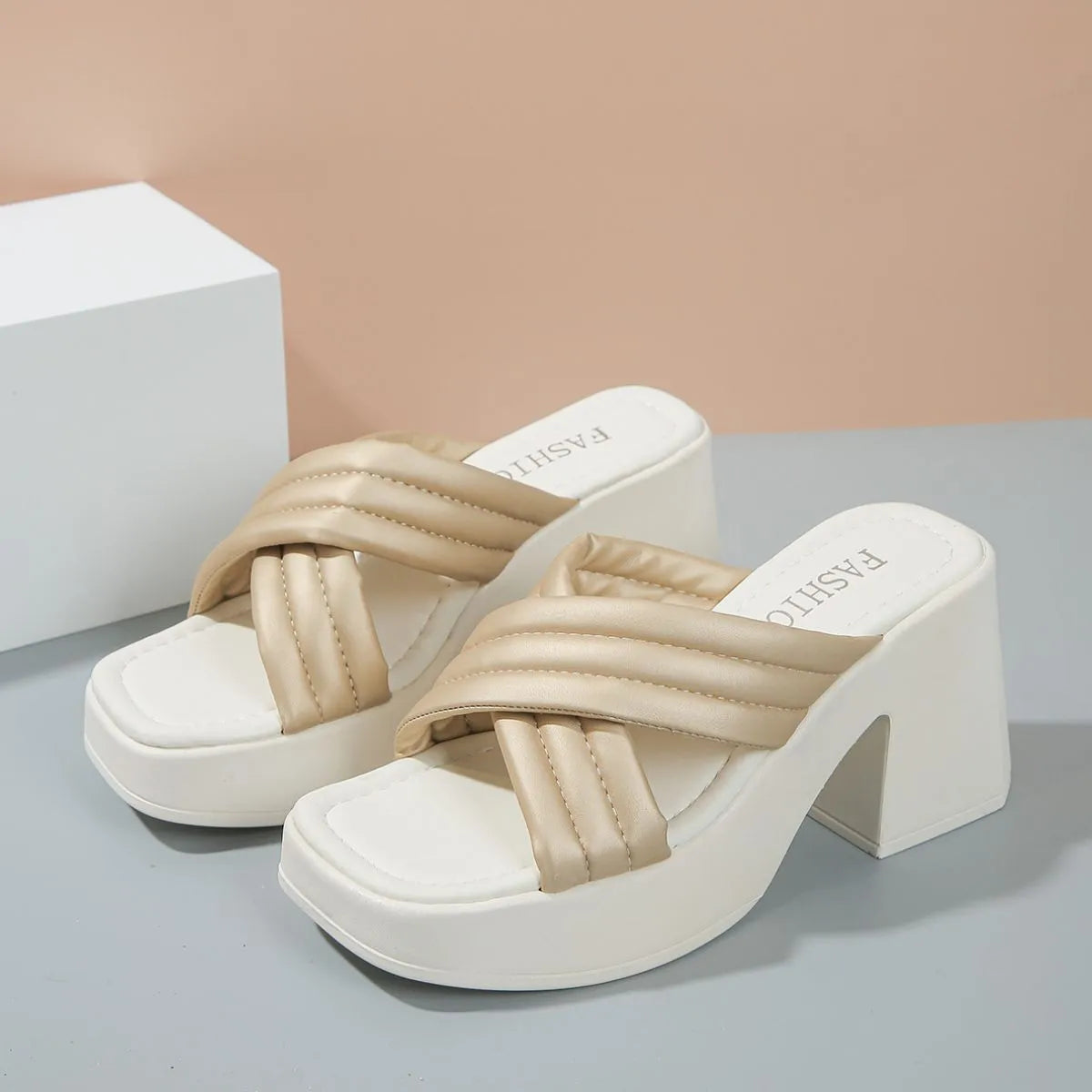 Open Toe Block Heels Sandals