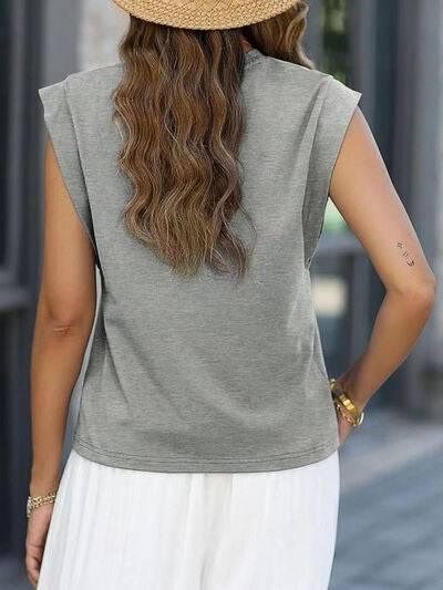 Florira Round Neck Cap Sleeve T-Shirt