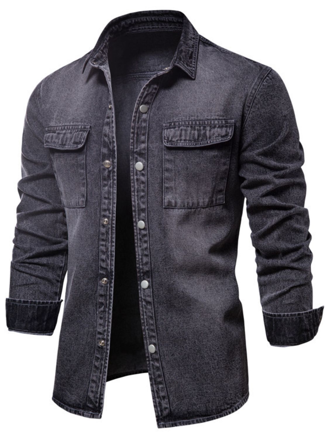 Men's Button Down Chest Pocket Denim Jacket - Clothes For Her Online Store