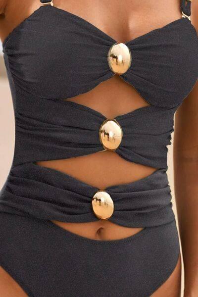Cutout Ruched Sweetheart Neck One-Piece Swimwear - Clothes For Her Online Store