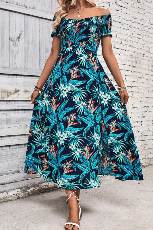 Perfee Floral Off-Shoulder Slit Dress - Clothes For Her Online Store