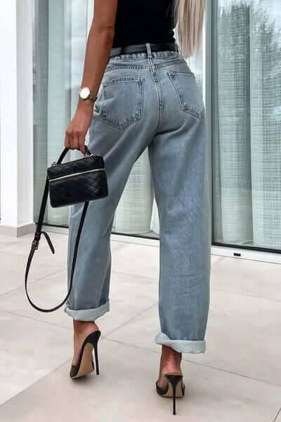 Cuffed Jeans with Pockets