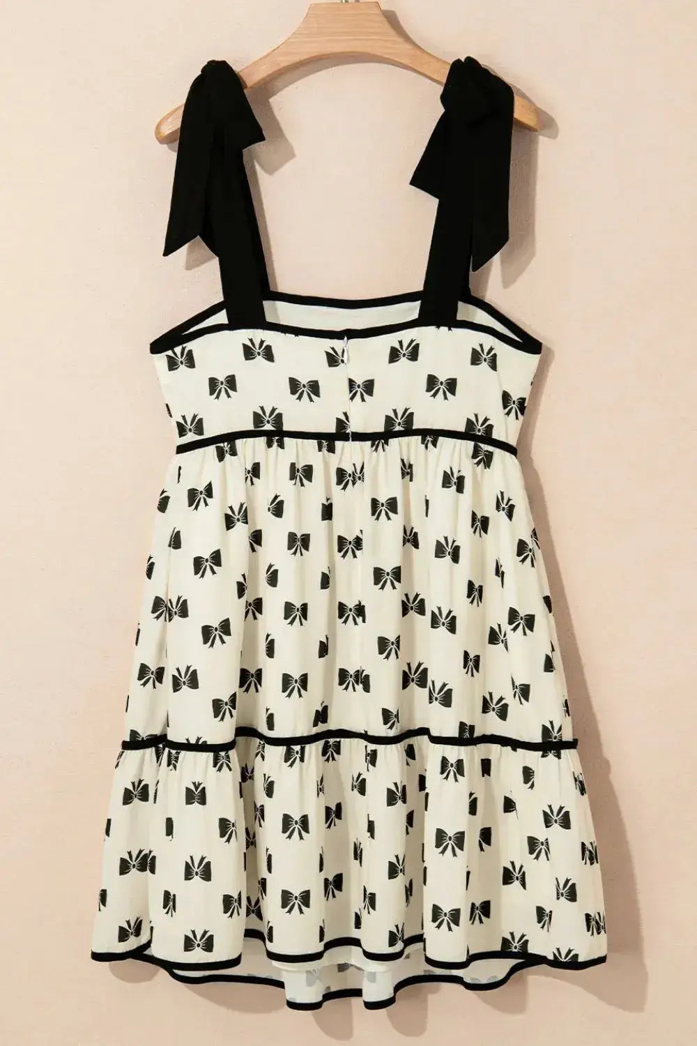 Bow Knot Color Contrast Trim Knotted Shoulder Mini Dress