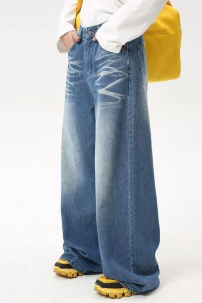Wide Leg Jeans with Pockets - Clothes For Her Online Store
