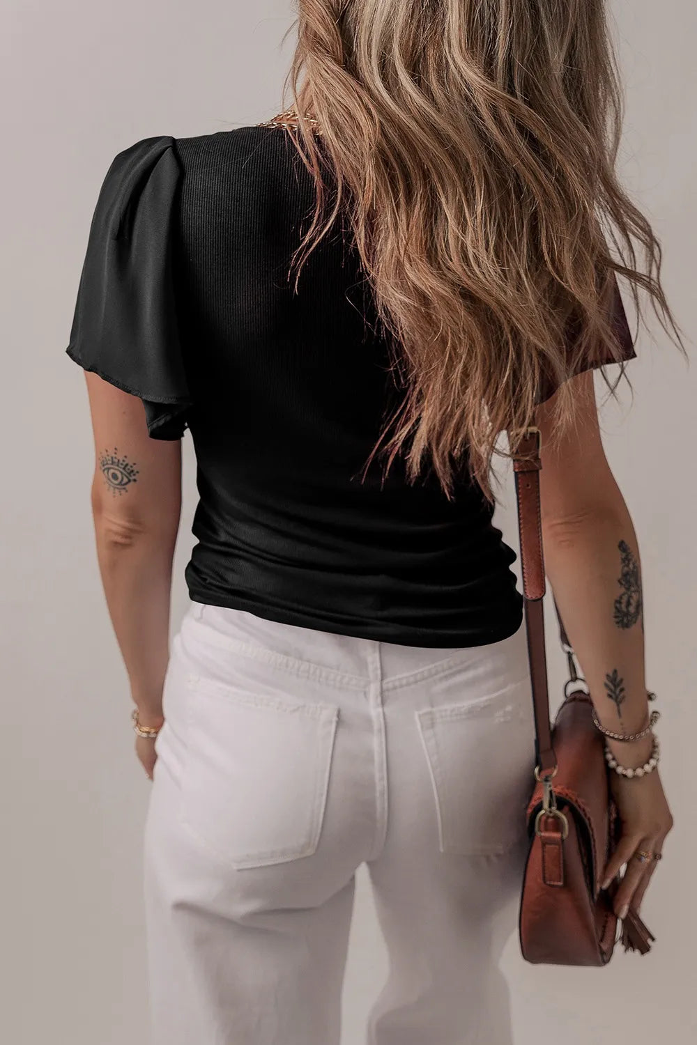 V-Neck Short Sleeve Blouse