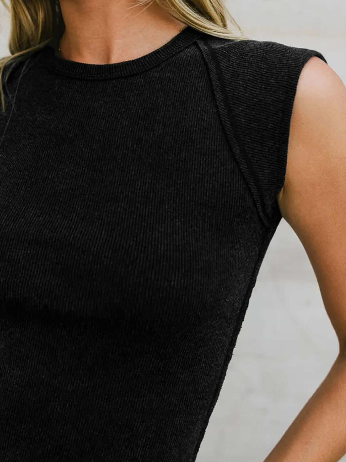 Exposed Seam Round Neck Tank