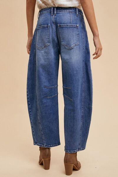 Annie Wear Mid Rise Barrel Leg Jeans with Pockets - Clothes For Her Online Store