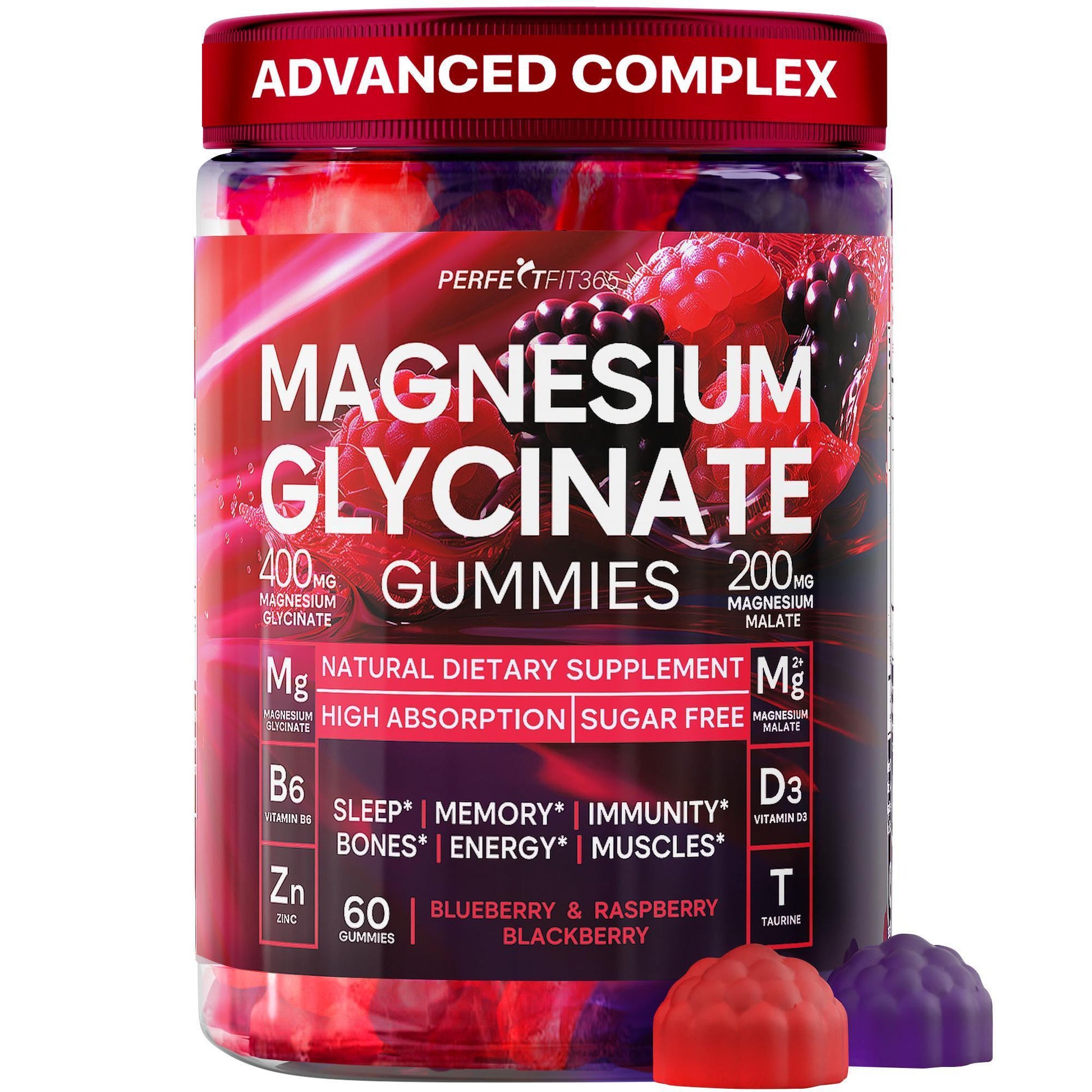 Magnesium Glycinate Gummies for Adults – 400mg Chewable Magnesium Gummies for