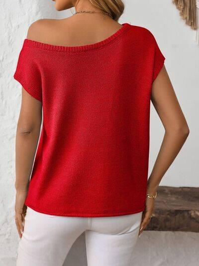 Mandy Boat Neck Short Sleeve Knit Top