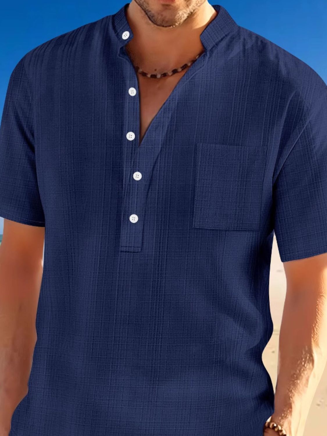 Men's Full Size Half Button Short Sleeve Polo Plus Size - Clothes For Her Online Store