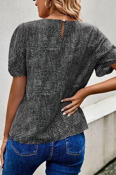 Printed Short Puff Sleeve Blouse