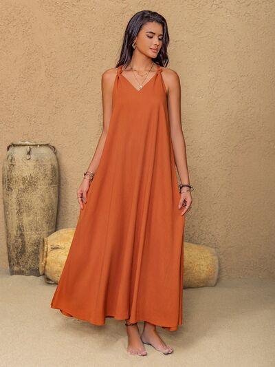 Ruched Twisted Back Sleeveless Maxi Cami Dress - Clothes For Her Online Store