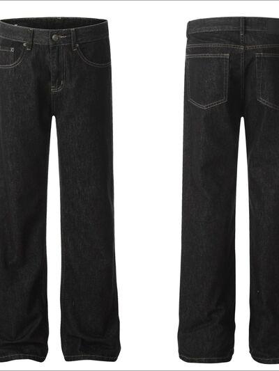 Men's Straight Leg Jeans with Pockets