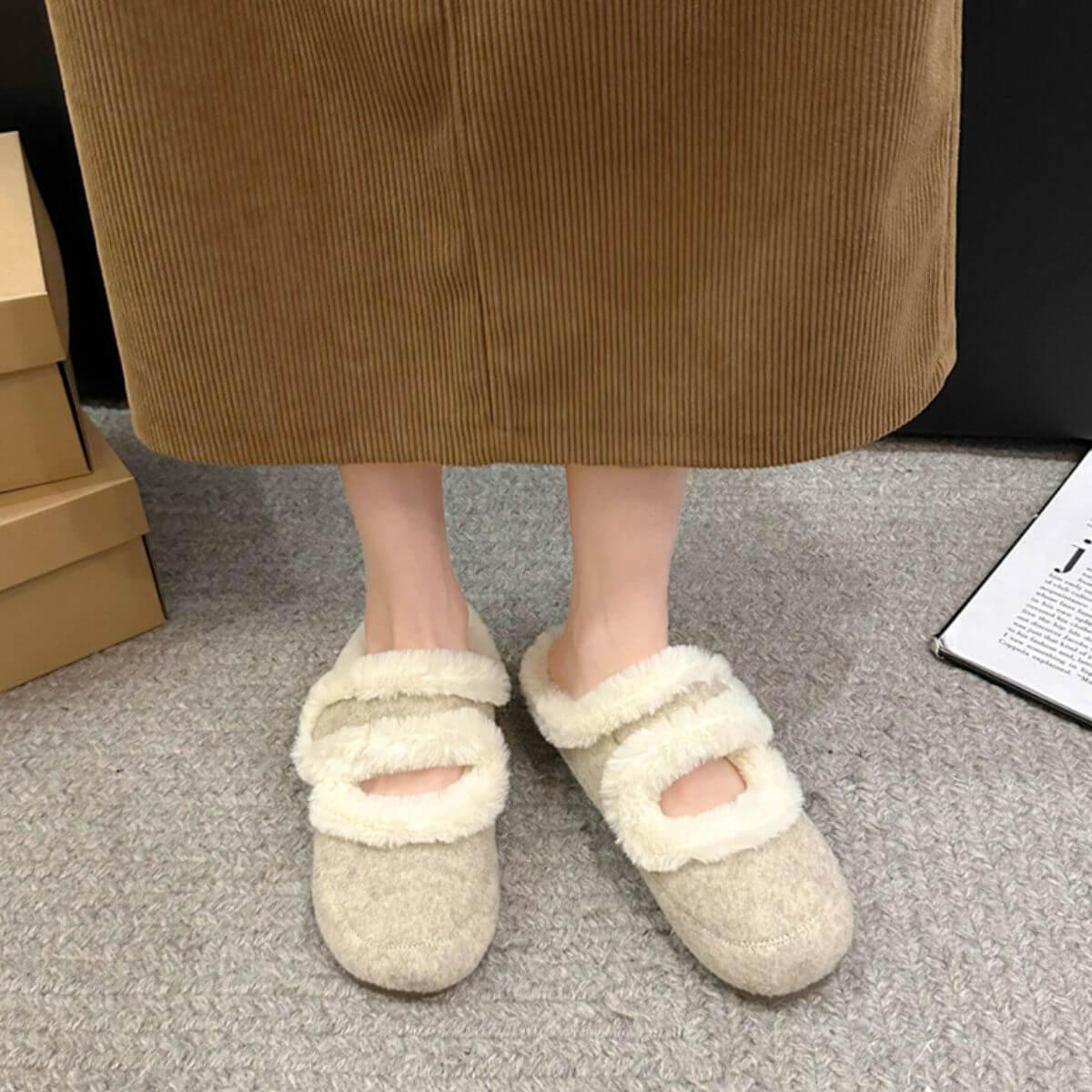 Round toe Flats Furry Slippers