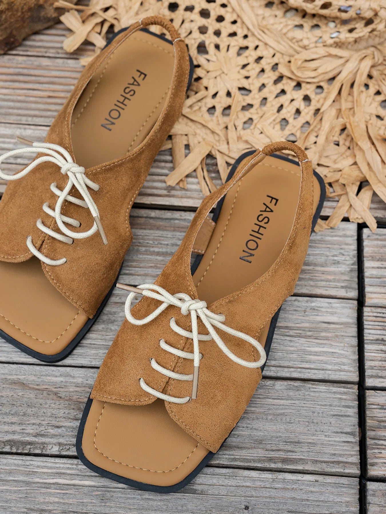 Casual Lace-Up Open Toe Flat Sandals