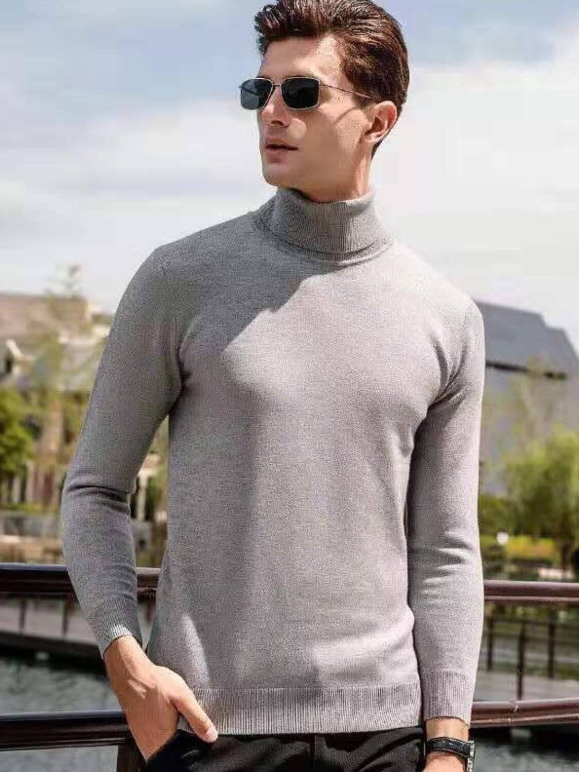 Men's Plus Size Turtleneck Long Sleeve Sweater