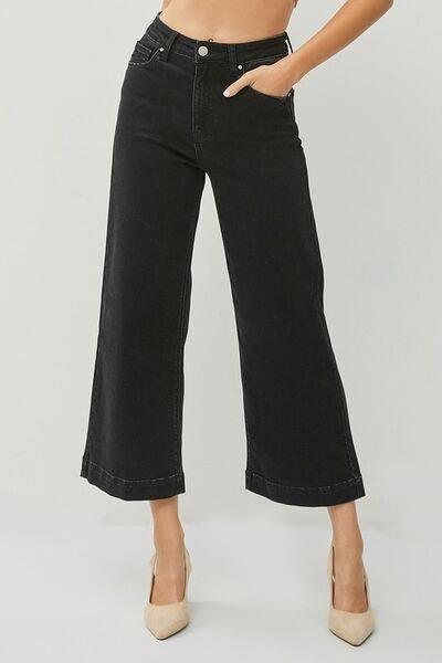 RISEN High Rise Wide Leg Ankle Jeans