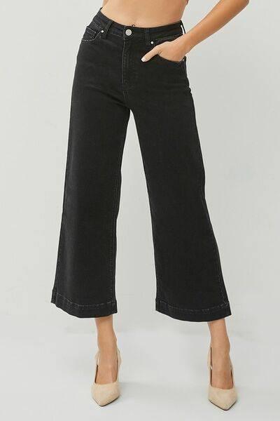 RISEN High Rise Wide Leg Ankle Jeans - Clothes For Her Online Store