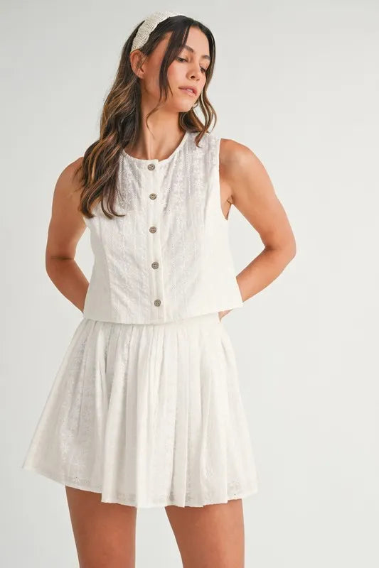 MABLE Eyelet Lace Top and Mini Skirt Set - Clothes For Her Online Store