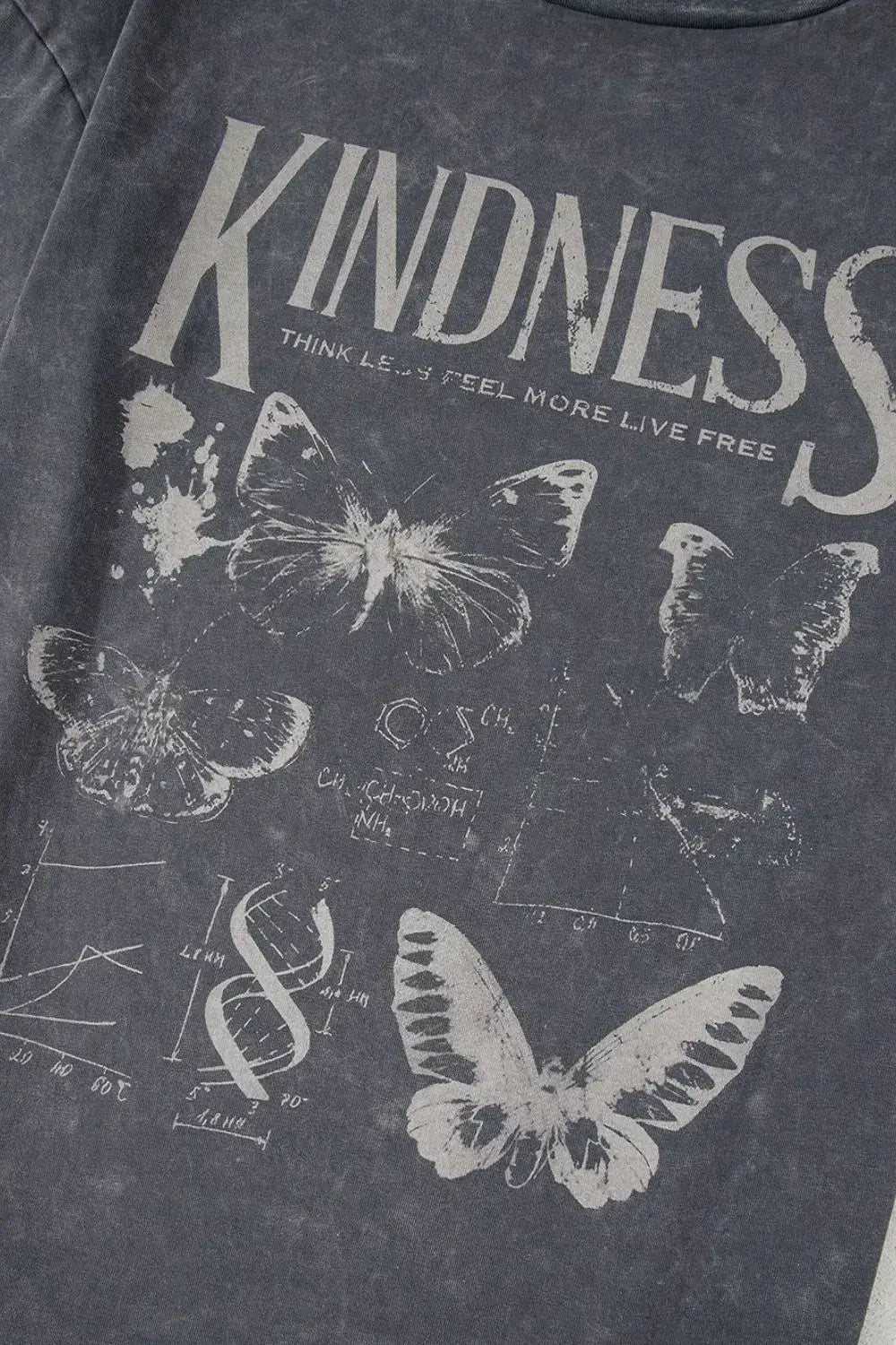 Kindness Butterflies Graphic Mineral Wash Loose Tee - Clothes For Her Online Store